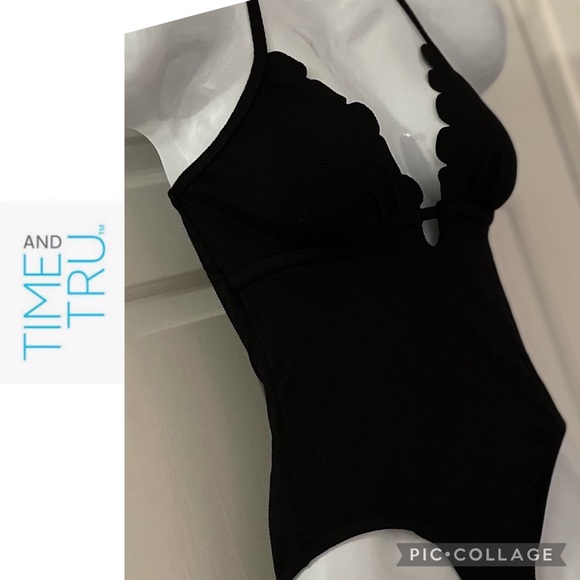 Scalloped Edge Bathing Suit, Black, Time and Tru size S (4-6) - Picture 16 of 16